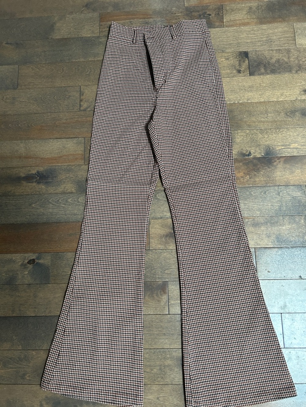 Brown houndstooth flared pants